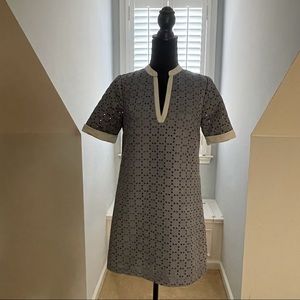 BCBG Suede Mini Eyelet Pattern Dress in Blue